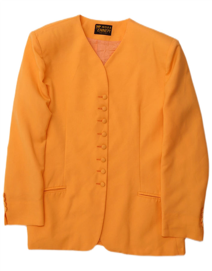 VINTAGE Womens Blazer Jacket UK 16 Large Yellow Viscose