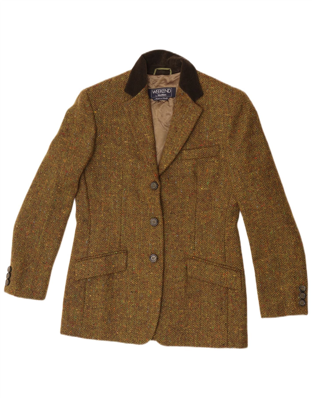 Max Mara Dame 3 Button Blazer Jacket UK 10 Small Khaki Sildeben