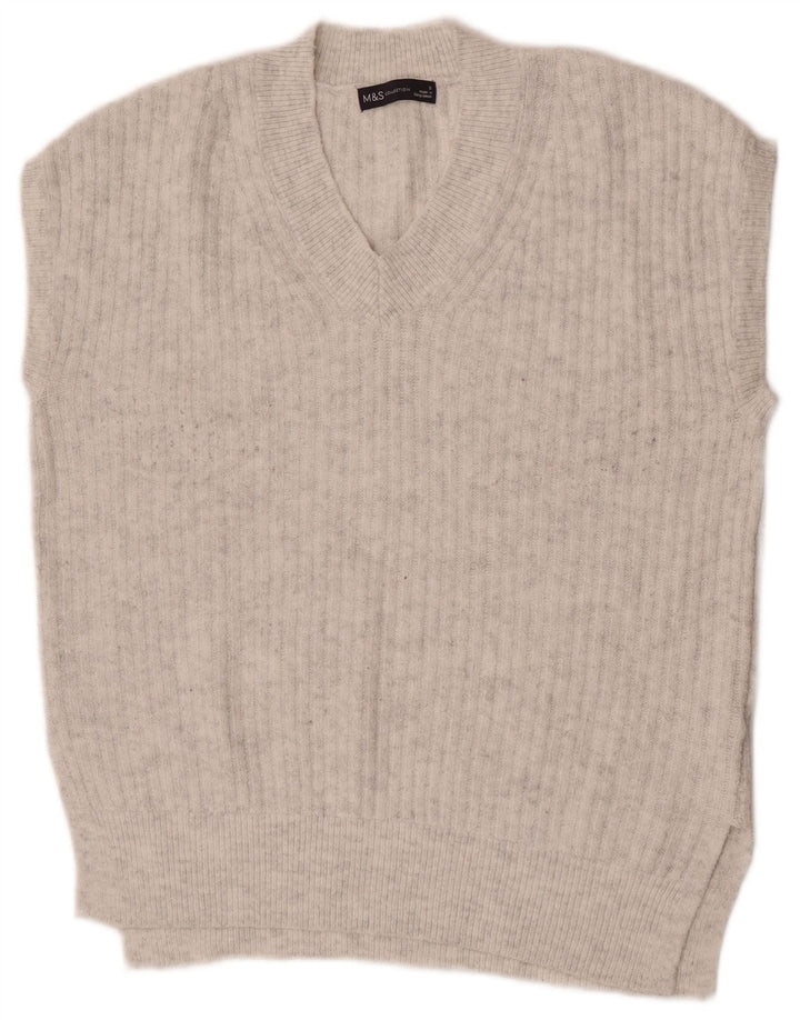 Marks & Spencer Dame Oversized Vest Tank Top UK 10 Small Grå Akryl