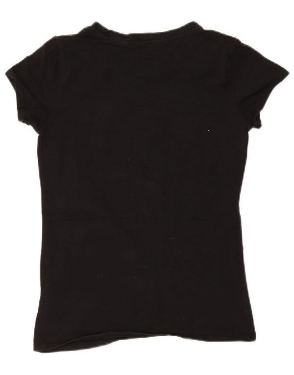 Guess Grafisk T-shirt top til kvinder UK 8 Lille sort bomuld