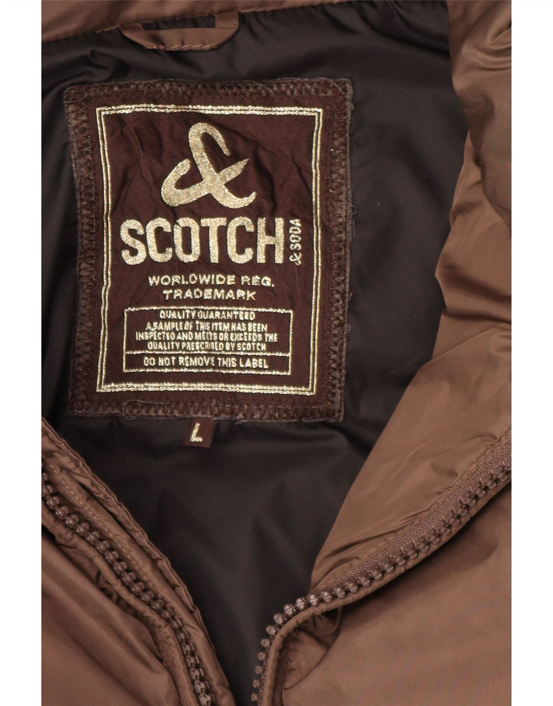 Scotch & Soda Herre hættepolstret jakke UK 40 Stor brun polyamid