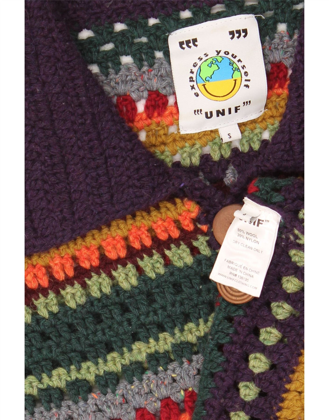 Unif Dame Oversized Cardigan Sweater UK 10 Small Flerfarvet Stribet