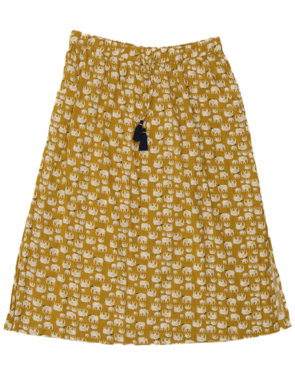 Weird Fish Womens A-Line Skirt UK 14 Medium W30  Yellow Animal Print