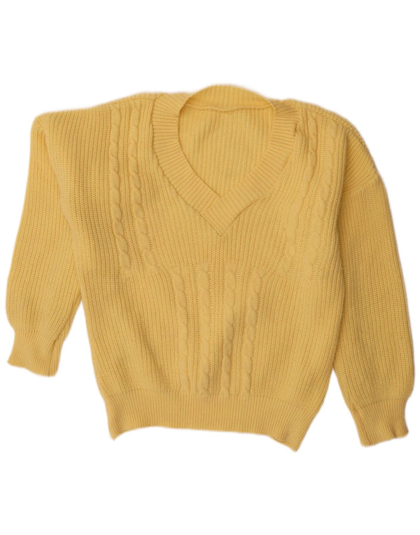 Vintage Dame V-hals sweater UK 22 3XL Gul