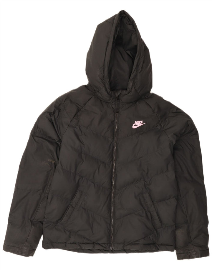 Nike hættejakke med hætte til piger 13-14 år XL sort polyester