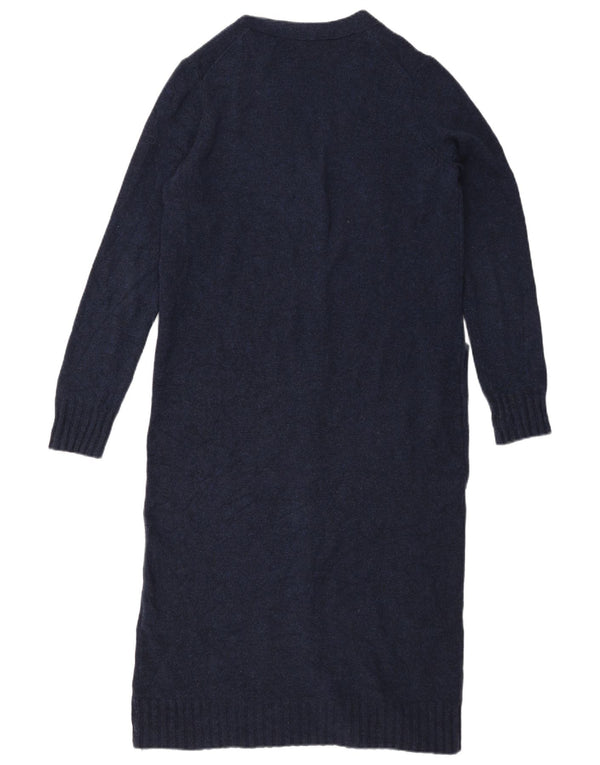 Cos Womens Longline Oversized Cardigan Sweater UK 10 Small Navy Blue Wool