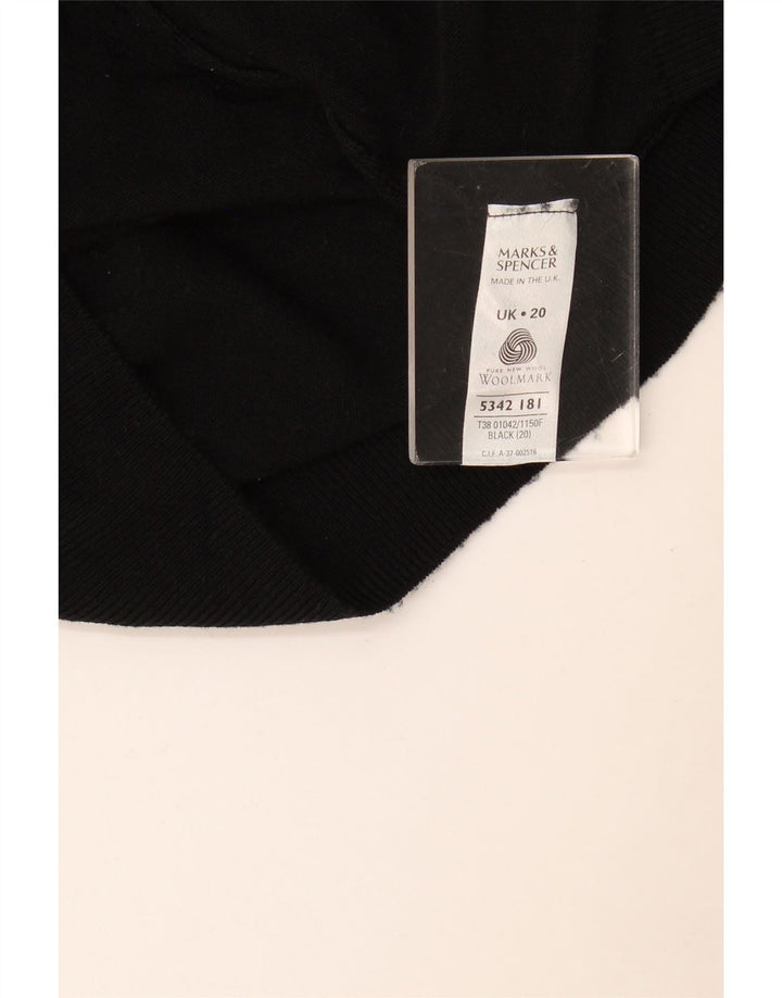 Marks & Spencer Dame Roll Neck Jumper Sweater UK 20 2XL Sort Ny Uld