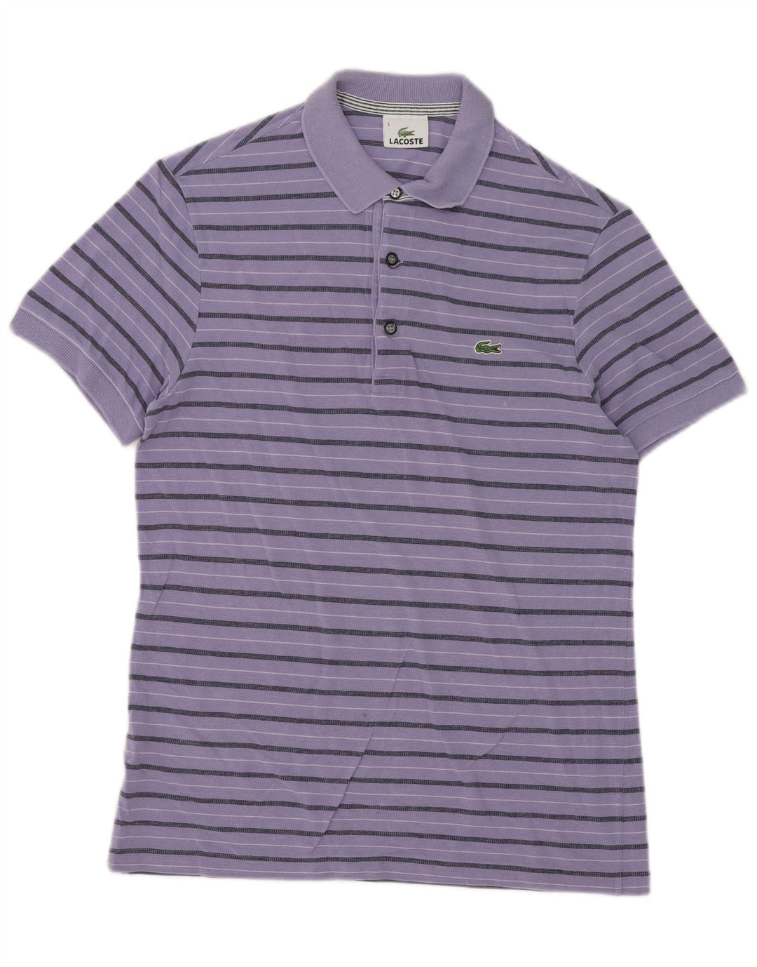 Lacoste Herre Polo Shirt Str. 3 Lille Lilla Stribet Lyocell