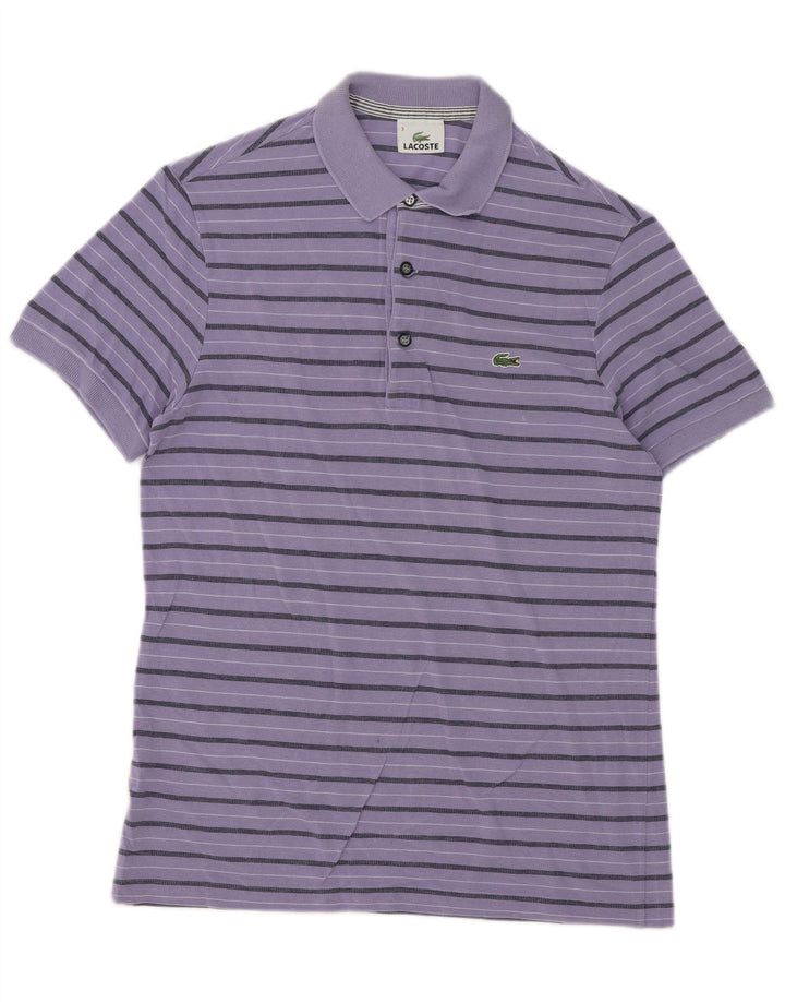 Lacoste Herre Polo Shirt Str. 3 Lille Lilla Stribet Lyocell