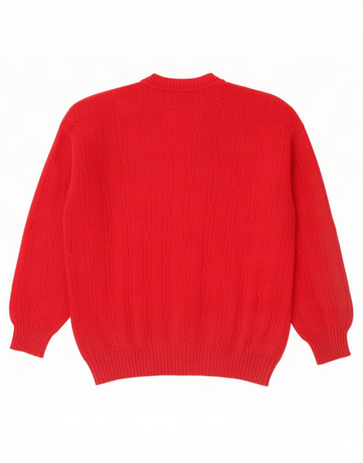 Benetton Herre V-hals sweater Stor rød lammeuld