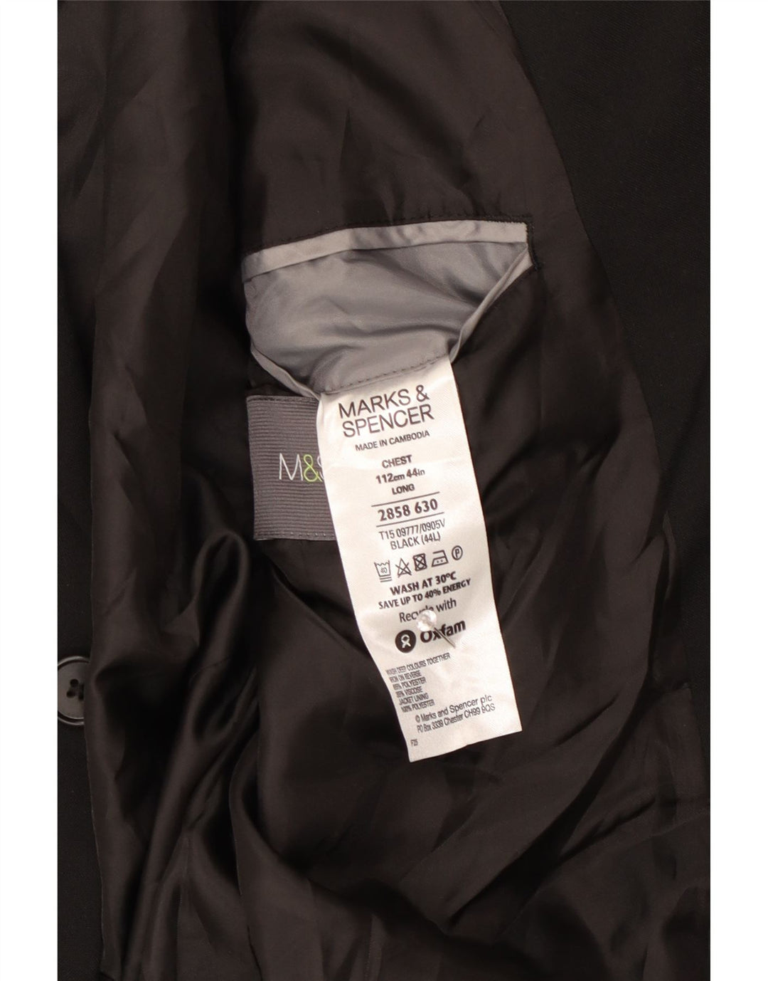 Marks & Spencer Herre 2-knaps blazerjakke UK 44 XL Sort Polyester