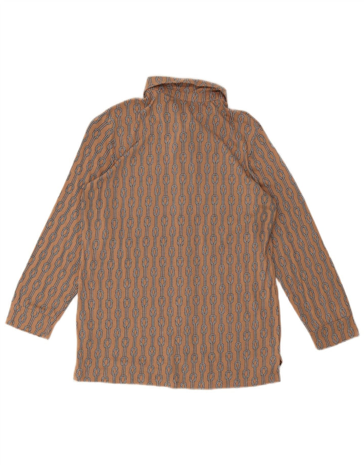 Vintage kvinders abstrakt mønster skjorte UK 12 medium brun