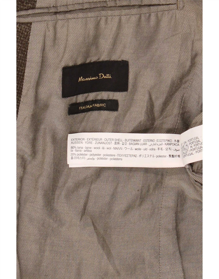 Massimo Dutti Herre 2-knaps blazerjakke EU 50 Medium Brun Uld