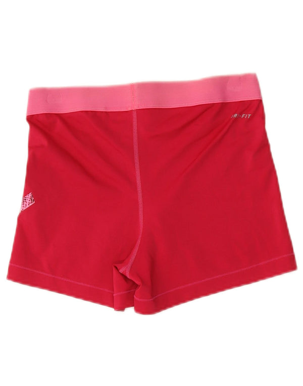 Nike Dame Dri Fit grafiske sportsshorts UK 16 Large Rød Polyester