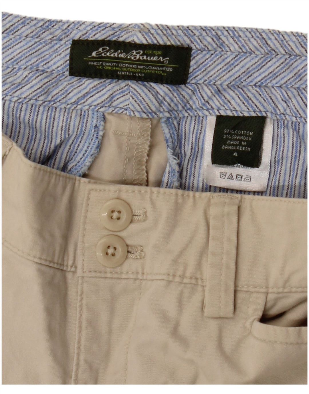 EDDIE BAUER Womens Seattle Casual Shorts US 4 Small W29 Beige Cotton Vintage Eddie Bauer and Second-Hand Eddie Bauer from Messina Hembry 