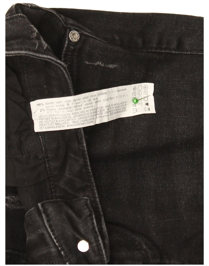 Zara Dame Distressed Slim Jeans EU 40 Medium W30 L27 Sort Bomuld