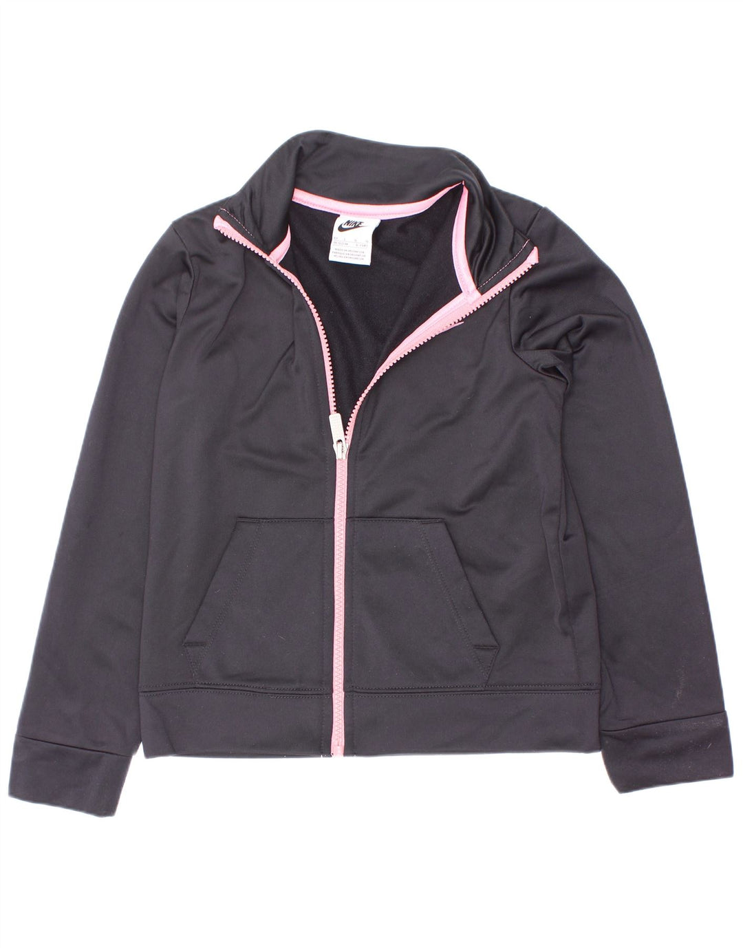 Nike Girls Tracksuit Top Jacket 6-7 Years Large Black Polyester