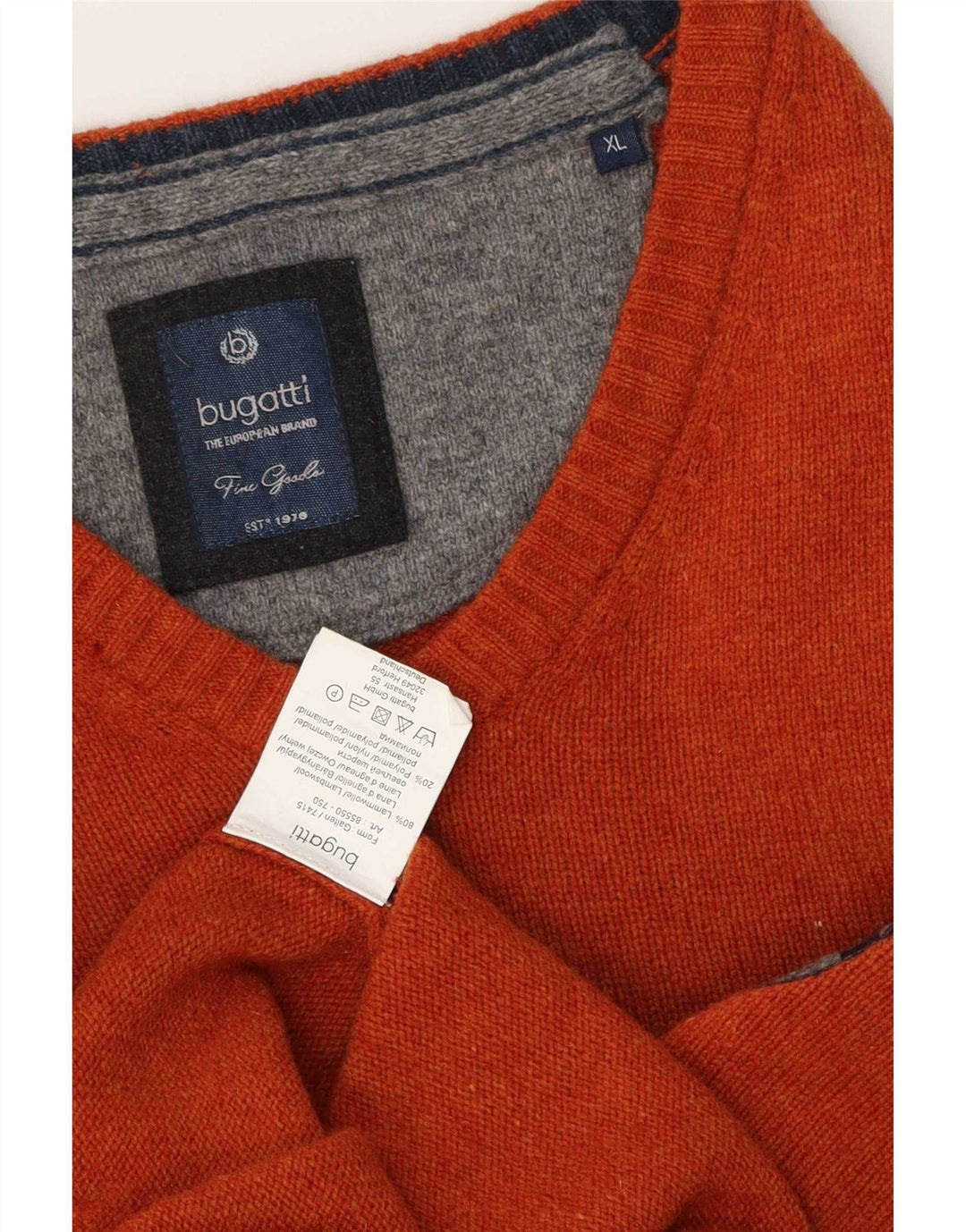Bugatti Herre V-hals sweater XL Orange lammeuld