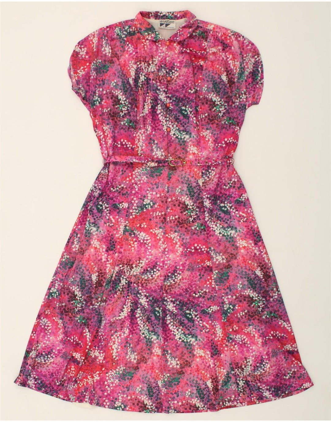 VINTAGE Womens A-Line Dress EU 38 Medium Pink Spotted Polyamide Vintage Vintage and Second-Hand Vintage from Messina Hembry 