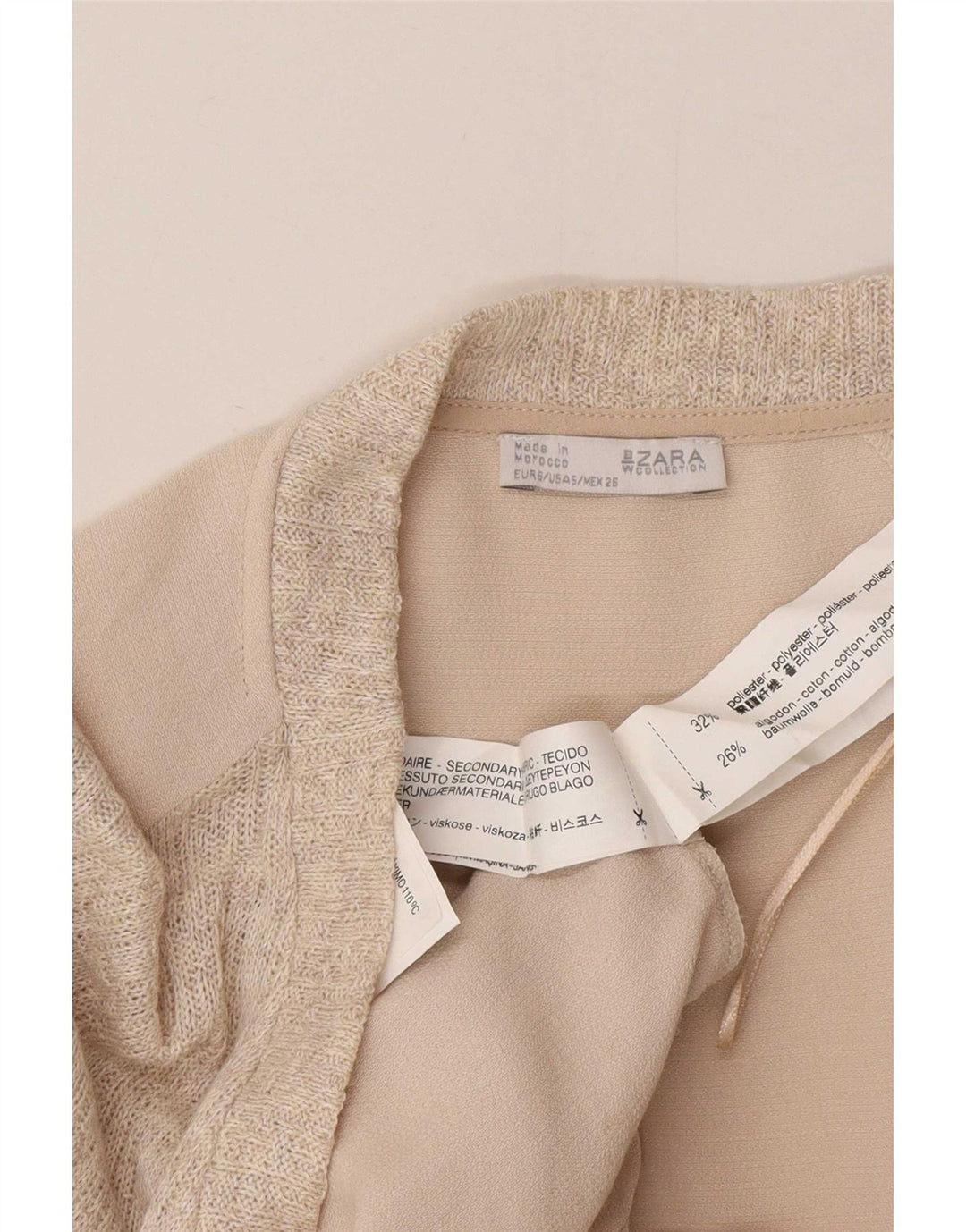 Zara Dame Oversized Tunika Top UK 10 Small Beige Polyester