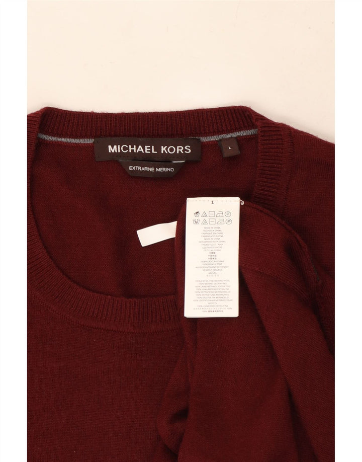 MICHAEL KORS Herre Crew Neck sweater Stor Bourgogne uld