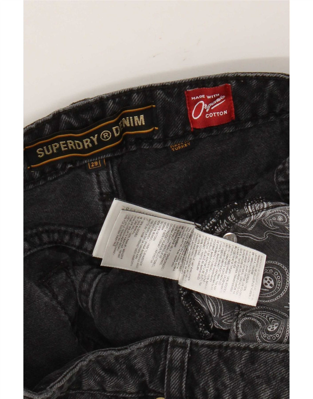 Superdry denimshorts til kvinder W29 mellemgrå geometrisk bomuld