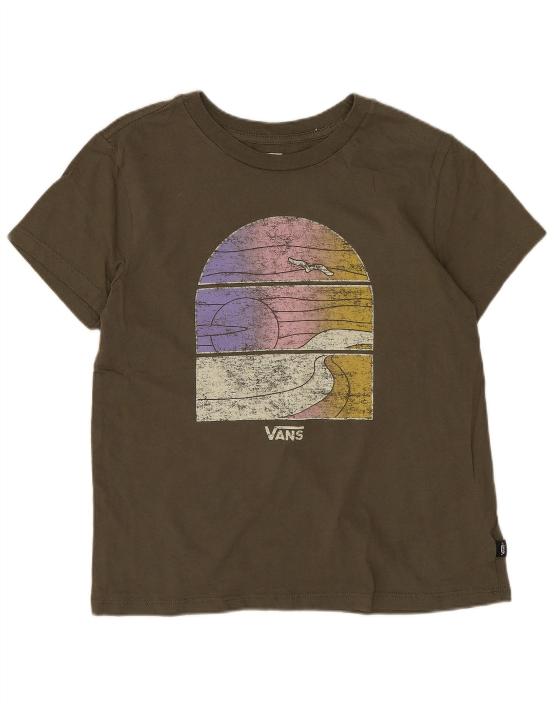 Vans Drenge Grafisk T-Shirt Top 10-11 år Medium Khaki Bomuld