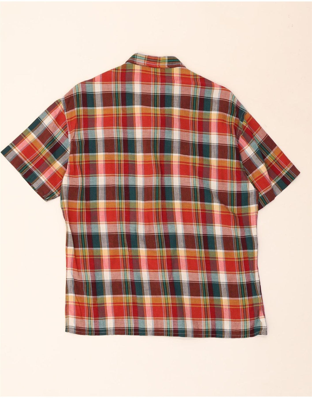 VINTAGE Herre Militær Kortærmet Skjorte IT 50 Medium Flerfarvet Plaid