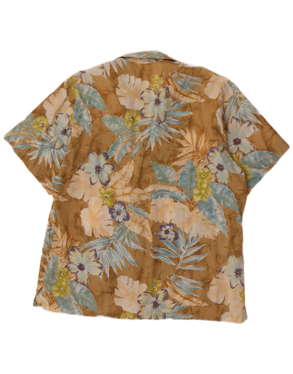 Claudio Campione Herre Hawaii kortærmet skjorte XL Beige Blomsterbomuld