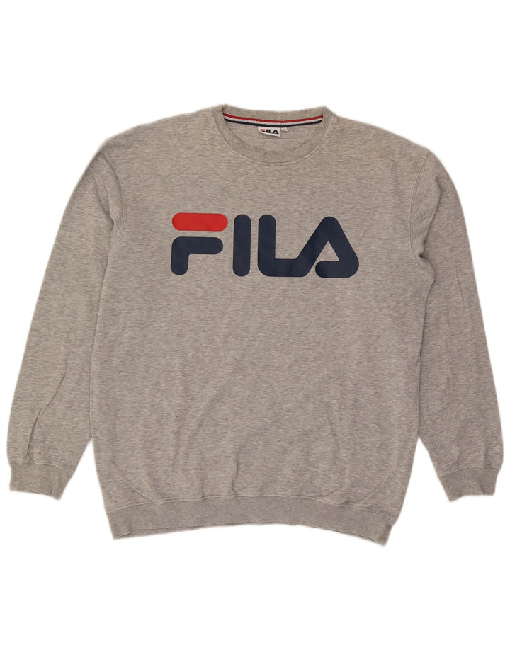 FILA Mens Graphic Sweatshirt Jumper Large Grey Cotton