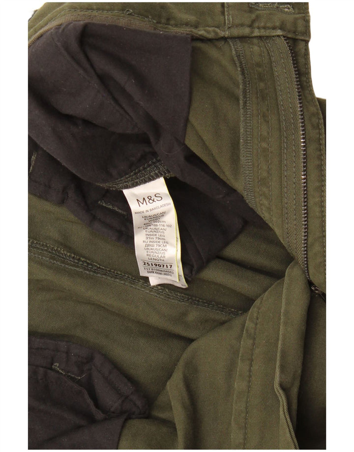 Marks & Spencer Straight Cargo-bukser til mænd W40 L31 Khaki Bomuld