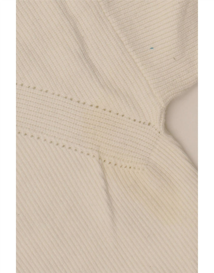 MARKS & SPENCER Womens Crew Neck Jumper Sweater UK 12 Medium White Viscose Vintage Marks & Spencer and Second-Hand Marks & Spencer from Messina Hembry 