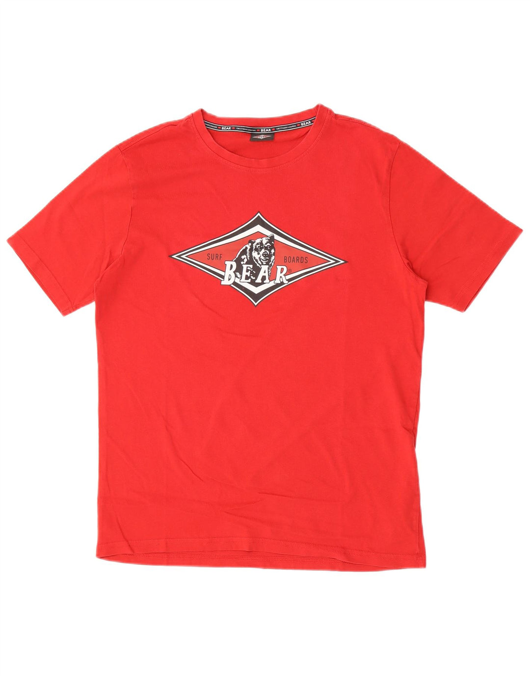 Bear Herre Grafisk T-Shirt Top Medium Rød Bomuld