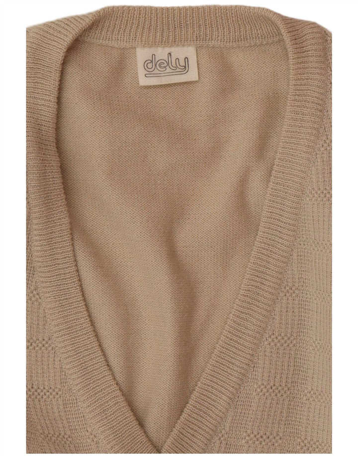VINTAGE Herre V-hals sweater Stor Beige Uld