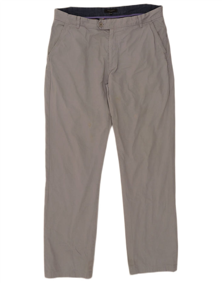 Ted Baker Straight Chino-bukser til mænd W36 L31 Grå bomuld