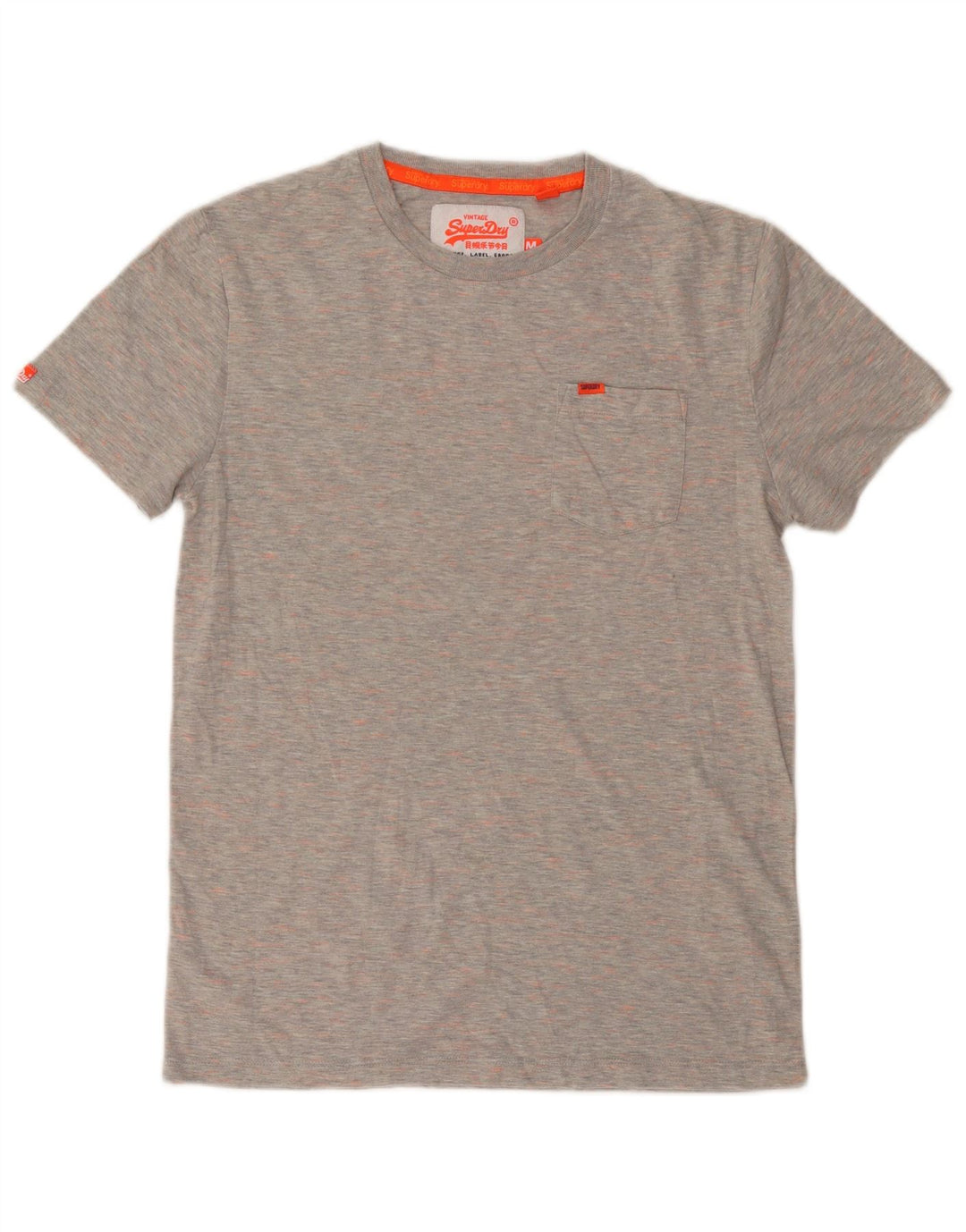 SUPERDRY herre T-shirt top mellemgrå flækket bomuld