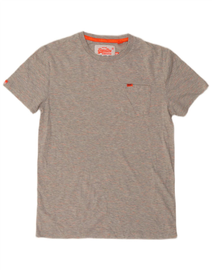 SUPERDRY herre T-shirt top mellemgrå flækket bomuld