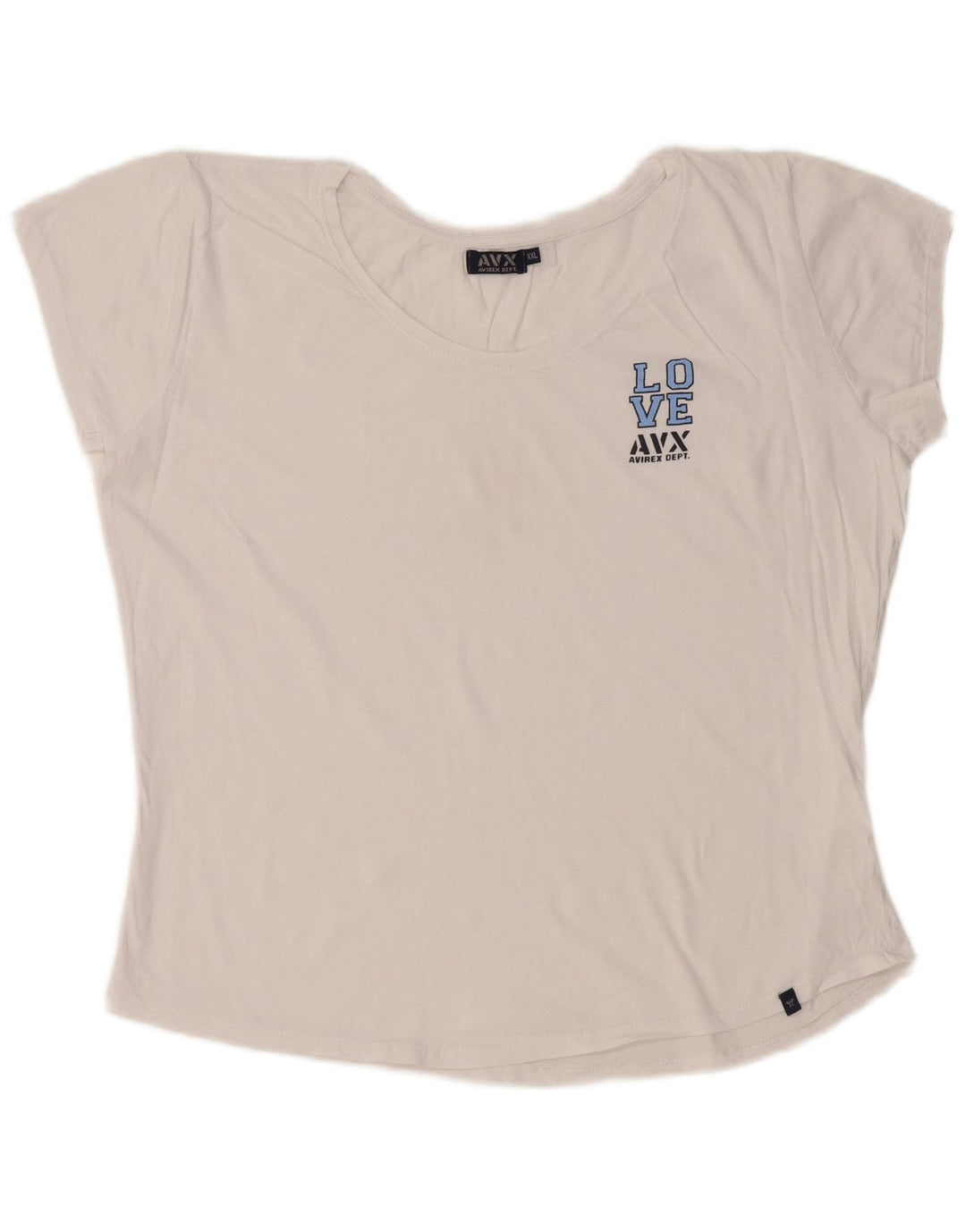 AVIREX Dame Crop Grafisk T-Shirt Top UK 22 2XL Hvid Bomuld