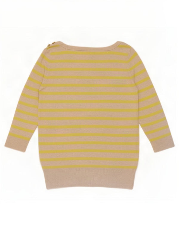Gap Dame 3/4-ærmet bluse Top UK 12 Medium Beige Stribet