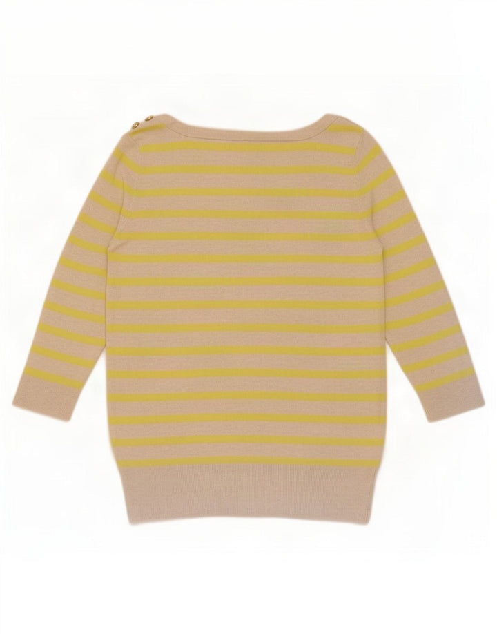 Gap Dame 3/4-ærmet bluse Top UK 12 Medium Beige Stribet