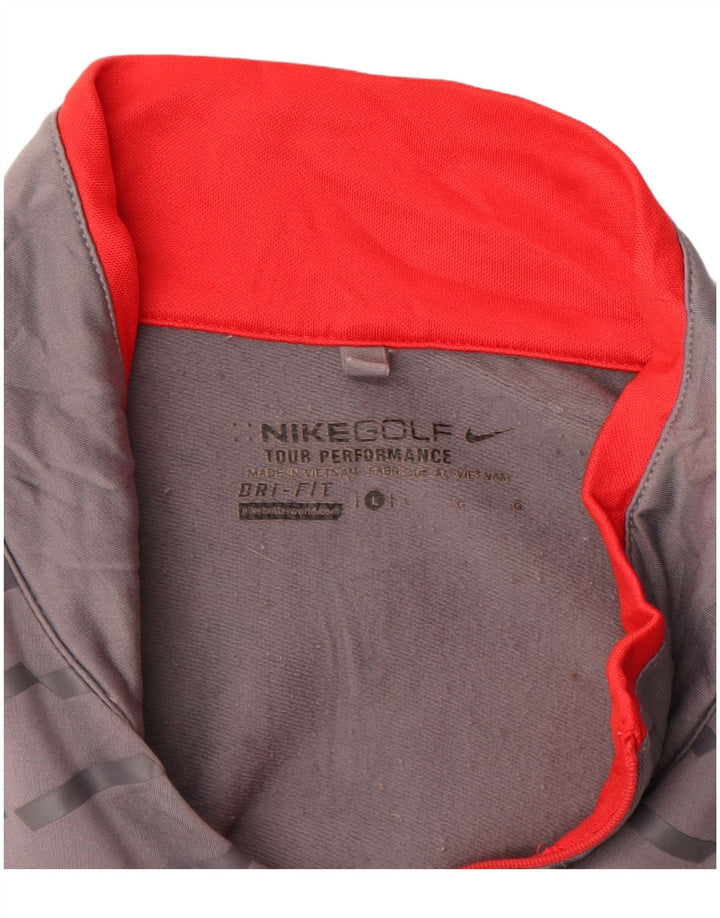 Nike Herre Dri Fit Pullover med lynlås-hals Træningsdragt Top Stor Gråstribet