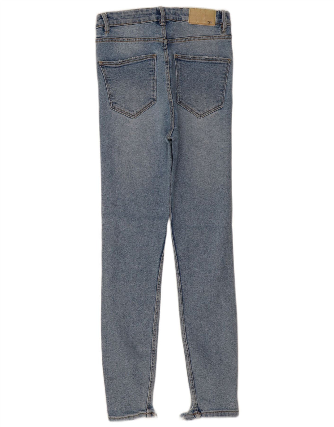 ZARA Dame Højtaljede Distressed Skinny Jeans EU 36 XS W26 L27 Blå