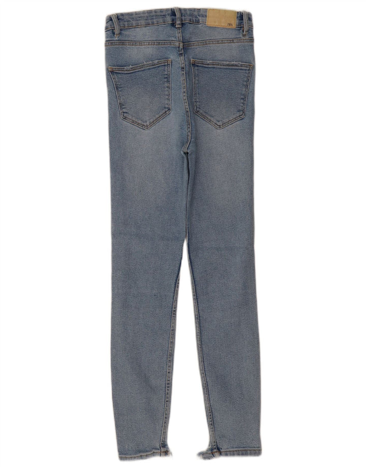 ZARA Dame Højtaljede Distressed Skinny Jeans EU 36 XS W26 L27 Blå