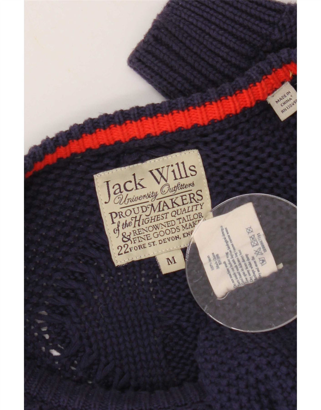 Jack Wills Herre Boat Neck Jumper Sweater Medium Navy Blue Bomuld