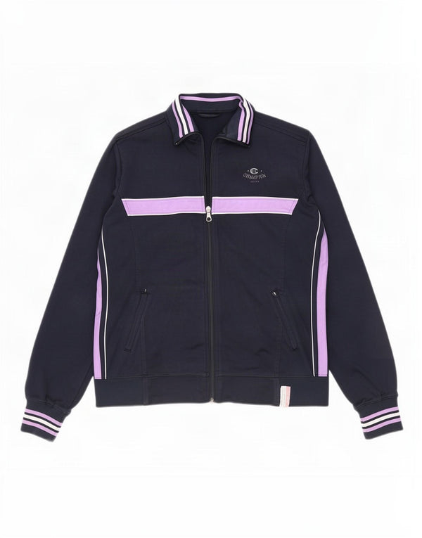 Champion Womens træningsdragt Topjakke UK 14 Medium Navy Blue Colourblock