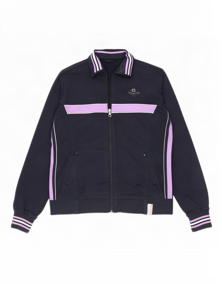 Champion Womens træningsdragt Topjakke UK 14 Medium Navy Blue Colourblock