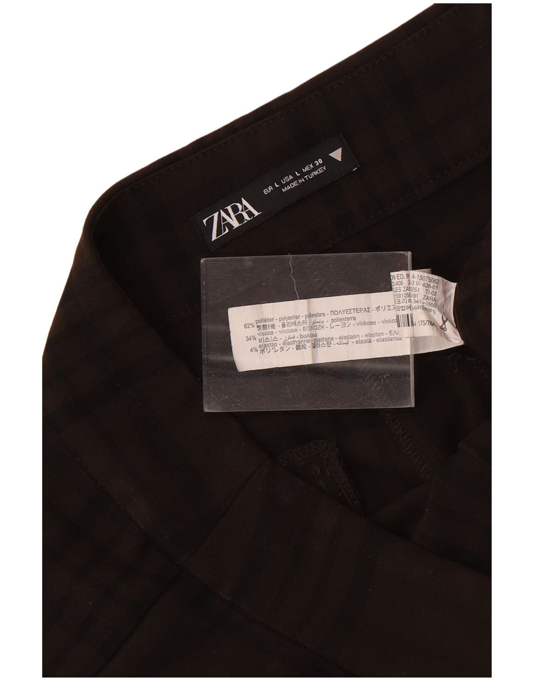 Zara lige chinosbukser til kvinder Large W30 L29 brun ternet polyester