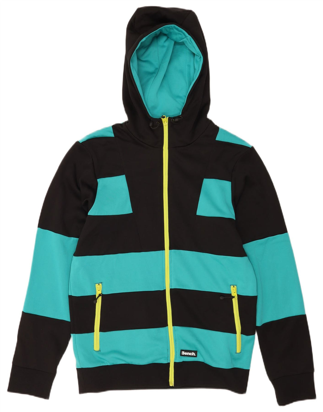 Bænk Hættetrøje med lynlås til mænd Medium Sort Colourblock Polyester