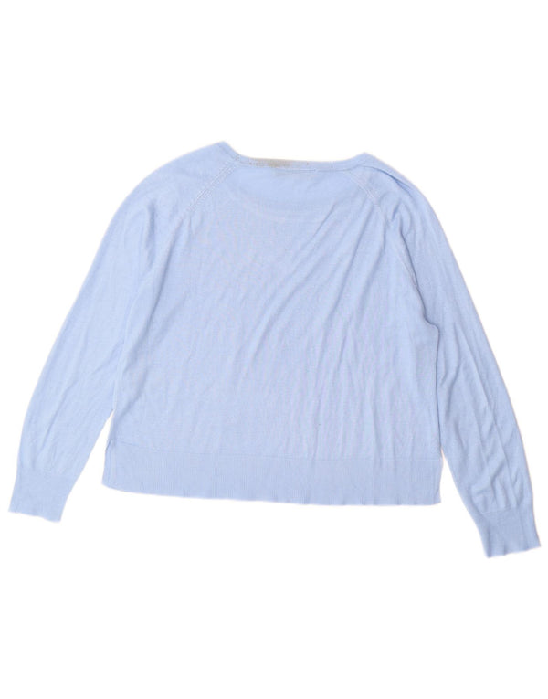 Zara Dame Oversized Boat Neck Jumper Sweater UK 10 Small Blue Viscose