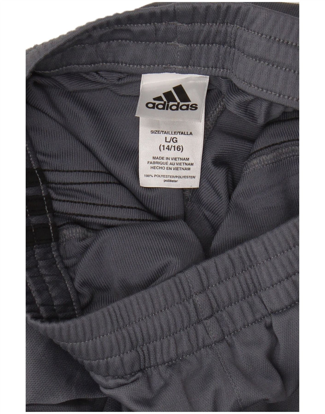 ADIDAS Boys Tracksuit Trousers 12-13 Years Large Grey Colourblock